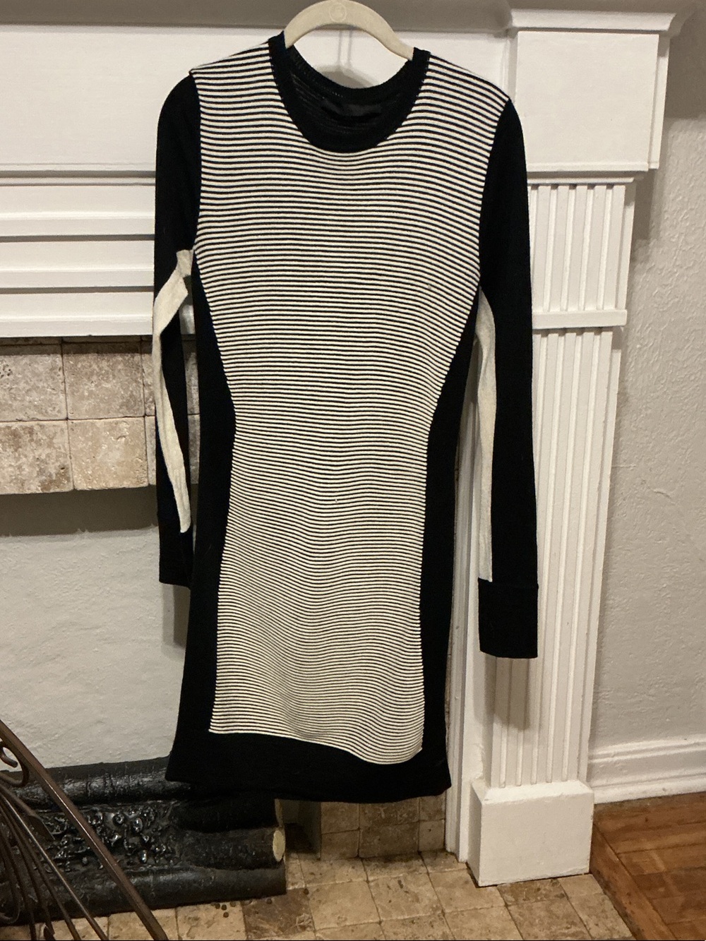 Karl Lagerfeld Black and White Long Sleeve Bodycon Dress